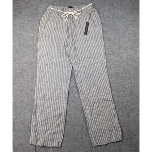 Tahari Linen Pants Womens Small Wide Leg Striped Coastal Resort Lightweight Boho